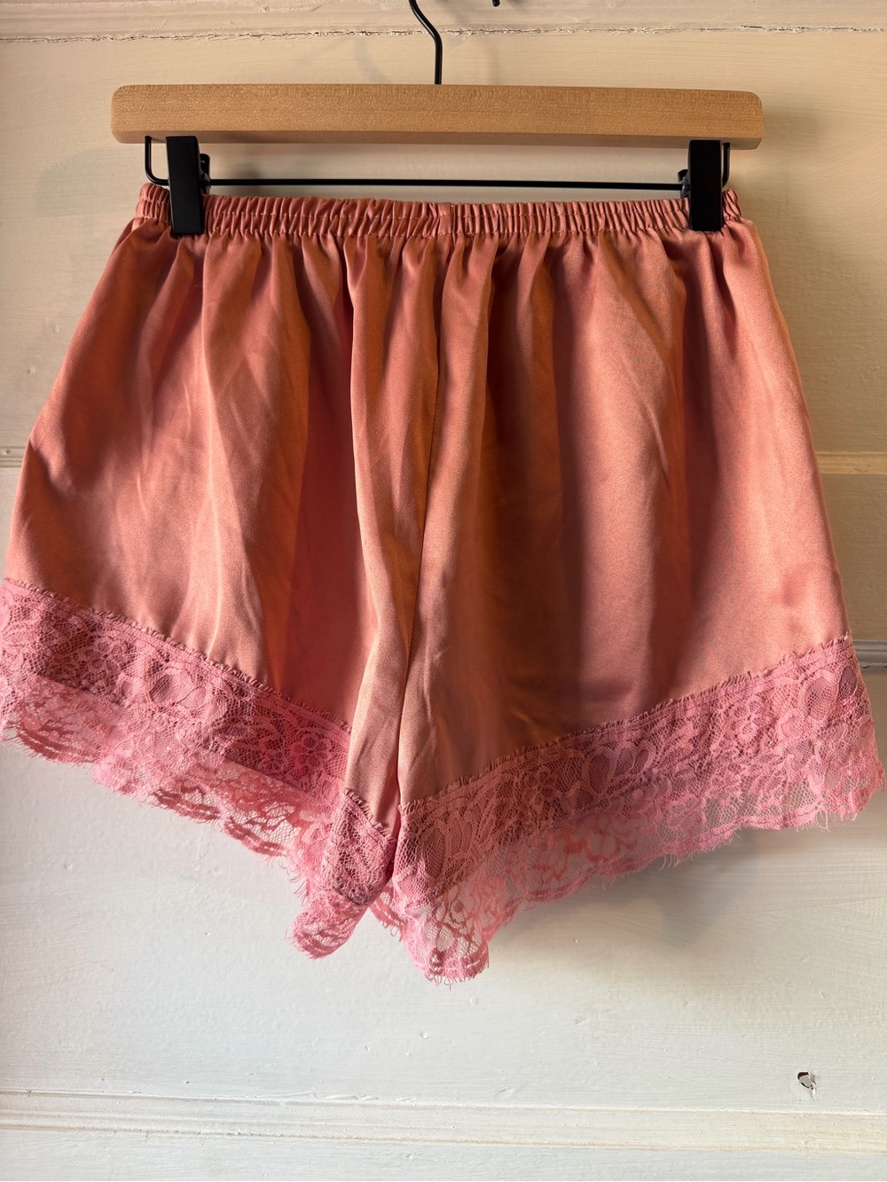Nasty Gal Rose Pink Satin Lace-Trim Sleep Shorts